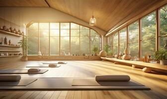 A tranquil yoga gym. AI Generated photo