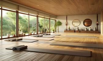 A tranquil yoga gym. AI Generated photo