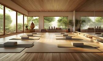 A tranquil yoga gym. AI Generated photo