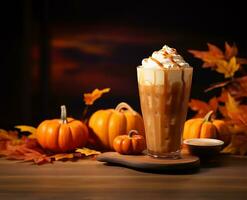 pumpkin cream cold brew latte. AI Generated photo