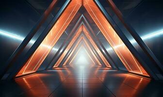 abstract triangle-shaped spaceship corridor. AI Generated photo