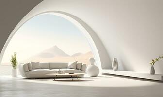 white open space interior with minimalistic design elements. AI Generated photo