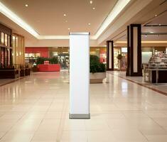 mockup poster stand positioned in a shopping center or mall environment. AI Generated photo