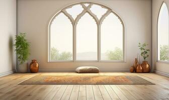 A serene empty room inspired by Boho aesthetics. AI Generated photo