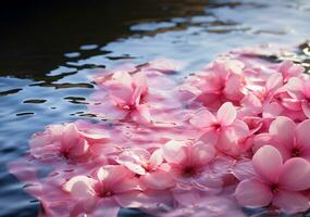 A top-down view capturing the mesmerizing ripples and movements of pink-tinted water. AI Generated photo