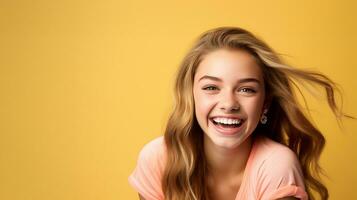 cheerful teen girl. AI Generated photo
