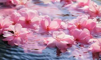 A top-down view capturing the mesmerizing ripples and movements of pink-tinted water. AI Generated photo