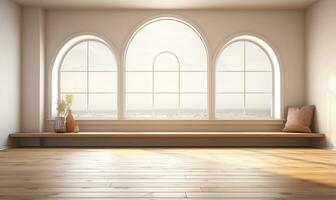 A serene empty room inspired by Boho aesthetics. AI Generated photo