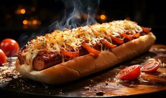 a scrumptious grilled hotdog. AI Generated photo