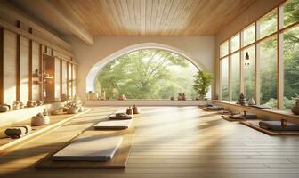 A tranquil yoga gym. AI Generated photo