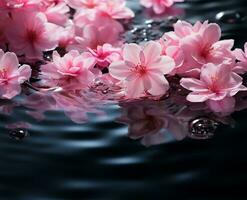 A top-down view capturing the mesmerizing ripples and movements of pink-tinted water. AI Generated photo