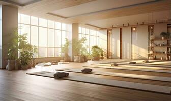 A tranquil yoga gym. AI Generated photo