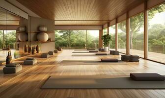 A tranquil yoga gym. AI Generated photo