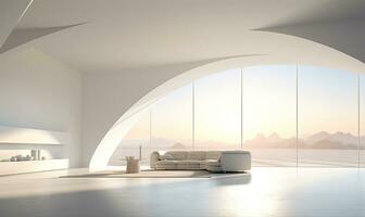 white open space interior with minimalistic design elements. AI Generated photo