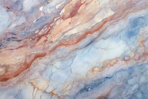 Pastel Marble texture blue red yellow with gold veins. Natural pattern of marble. Surface of stone, granite. Stylish design. Abstract backdrop with copy space. Ceramic tiles, interior, AI generated photo