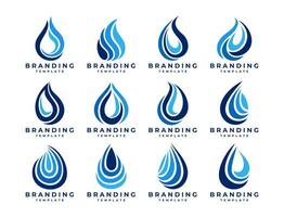 Colorful swoosh line oil liquid water drop logo design set vector