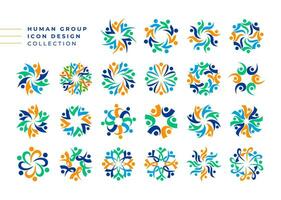 Collection of abstract connection human group logo icon design vector