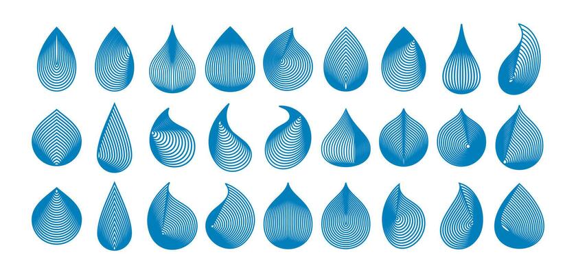 Modern motion dynamic blend line liquid water drop icon logo design set