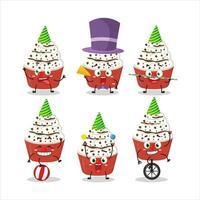 Cartoon character of ice cream vanilla cup with various circus shows vector