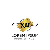 XU Initial Handwriting gold Brush Template Design vector