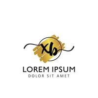 XB Initial Handwriting gold Brush Template Design vector
