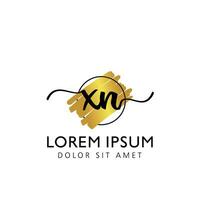 XN Initial Handwriting gold Brush Template Design vector