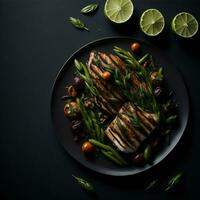 Top view table full of delicious food arrangement photo