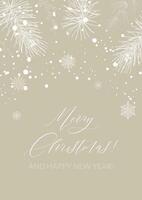 Merry Christmas and Happy New year greeting card. Hand drawn sketch winter postcard. Trendy holiday festive design background for invitations, certificate, social media templates vector