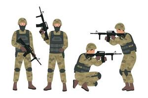 Collection vector of men in military uniform