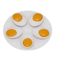 Soft boiled Eggs for breakfast 3D isolated illustration on a transparent background . 3D Rendering png