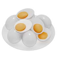 Hard boiled Eggs for breakfast 3D isolated illustration on a transparent background . 3D Rendering png