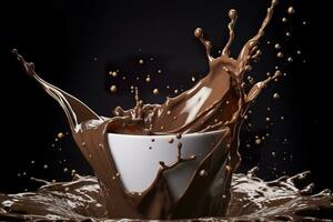splash of chocolate or Cocoa. Generative AI photo