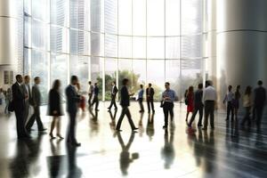 Group of people in the lobby. Business center. AI Generated photo