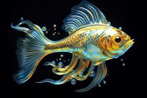 3d rendering. fish on black background. Generative AI photo