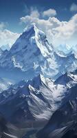 The beauty of a majestic and snow capped mountain range, with rugged peaks, AI Generative photo