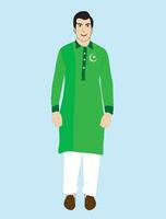 Pakistani man wearing Shalwar kameez vector