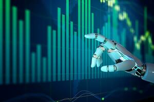 Investment and trading on stock market with Artificial Intelligence concept. photo