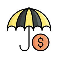 Dollar coin inside umbrella showing concept vector