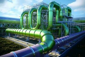 Green Hydrogen renewable energy production pipeline ai generated photo