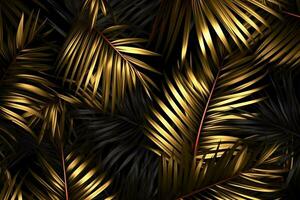 Gold and black tropical palm leaves ai generated photo