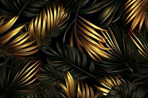 Gold and black tropical palm leaves ai generated photo