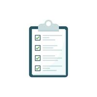 Clipboard with checklist icon in flat style. Planning and organization of work vector illustration on isolated background. Document sign business concept.