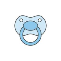 Baby pacifier icon in flat style. Nipple for newborn child vector illustration on isolated background. Soother sign business concept.