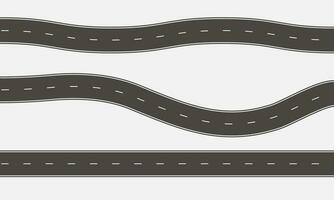 Road map.  Path Destination Location Area. High way, Straight road, turn and zigzag.Template vector illustration