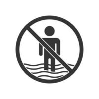 No wading sign. Stop walking, dangerous. Vector