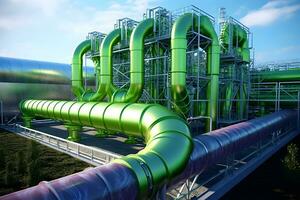 Green Hydrogen renewable energy production pipeline ai generated photo