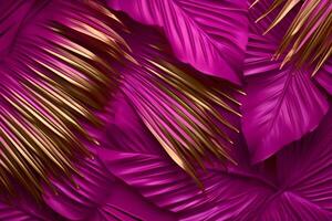 Trendy color viva magenta leaves background Ai Generated photo