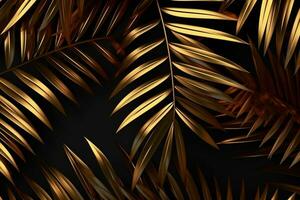 Gold and black tropical palm leaves ai generated photo