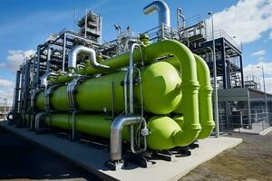 Green Hydrogen renewable energy production pipeline ai generated photo