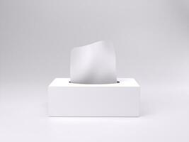 3D render empty white tissue box mockup template photo with white background side view